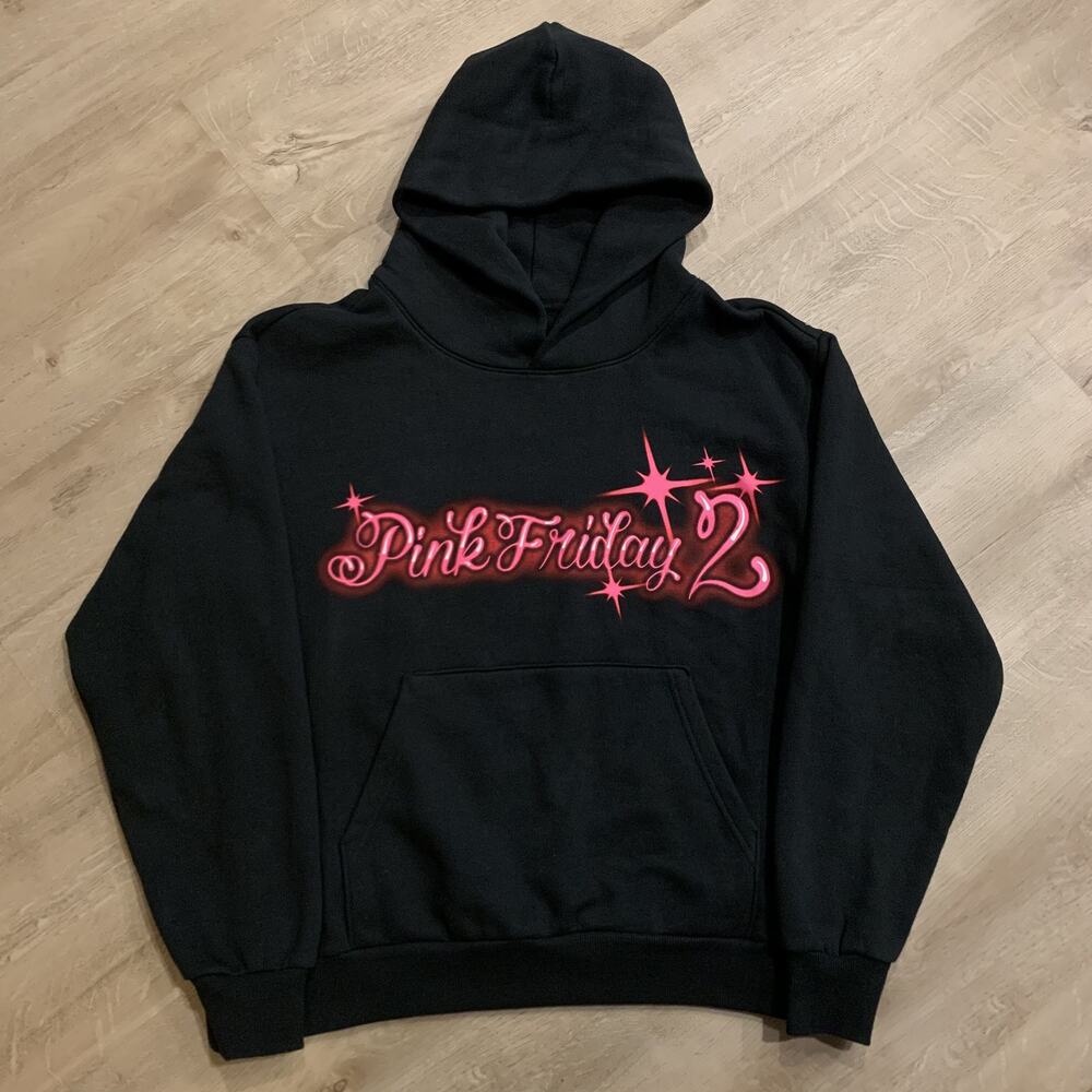 Nicki Minaj Pink Friday 2 Airbrush Pullover Hoodie Black Medium M Sweatshirt